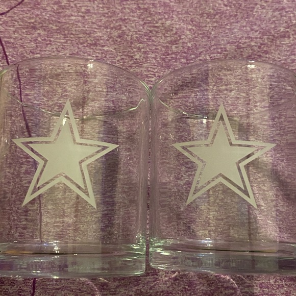 Dallas Cowboys Etched Star Glass Set 2 (14 oz) Stainless Steel Ice Cubes (6) NEW - Picture 3 of 7